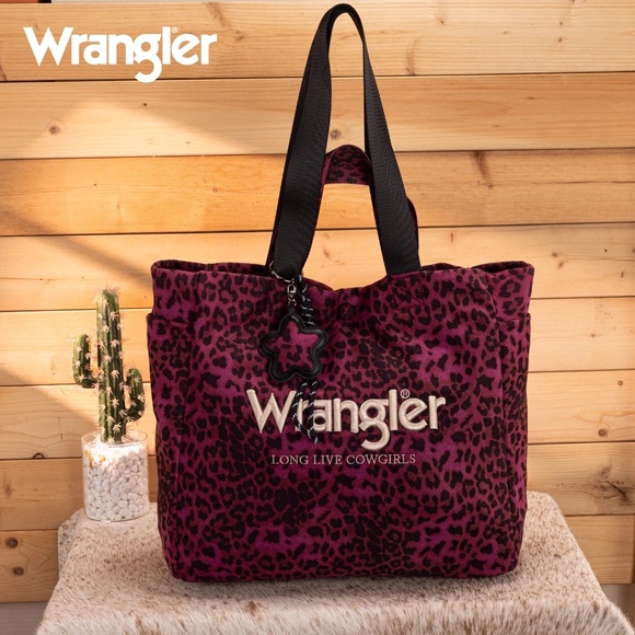 Wrangler Leopard Print Large Tote/Crossbody Purple - Picture 1 of 6